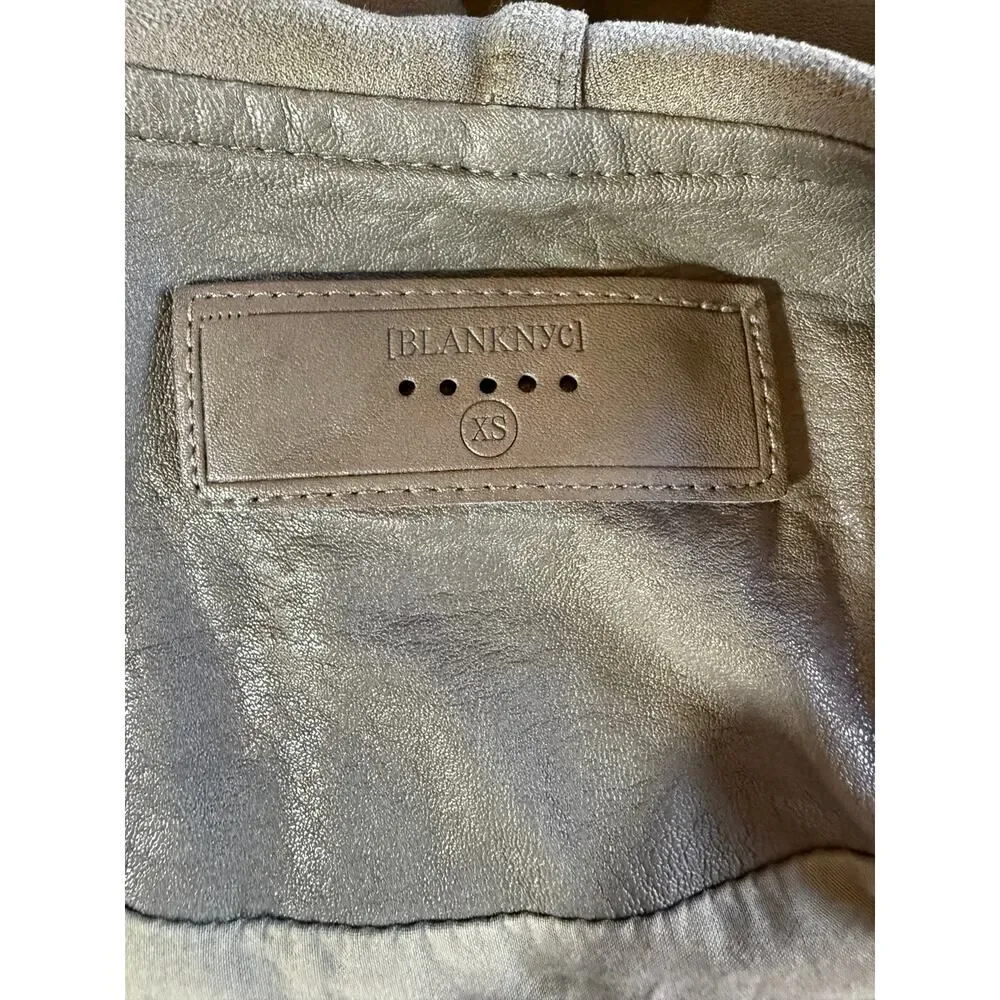BLANK NYC Women's Faux Suede/Leather Asymmetrical Zip Front Jacket Green Size XS